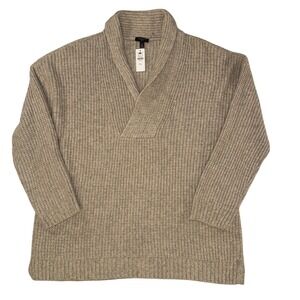 Talbots Petite XL Shawl Collar Ribbed Pullover Sweater Oatmeal Heather NEW